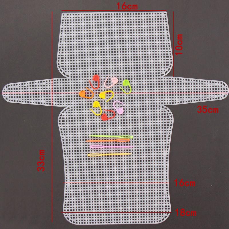 1Set Plastic Mesh Cloth DIY Bags Weaving Material Sheet Bag Grid Hook Metal Chain Buckle Knitting Crochet Handbag Accessories