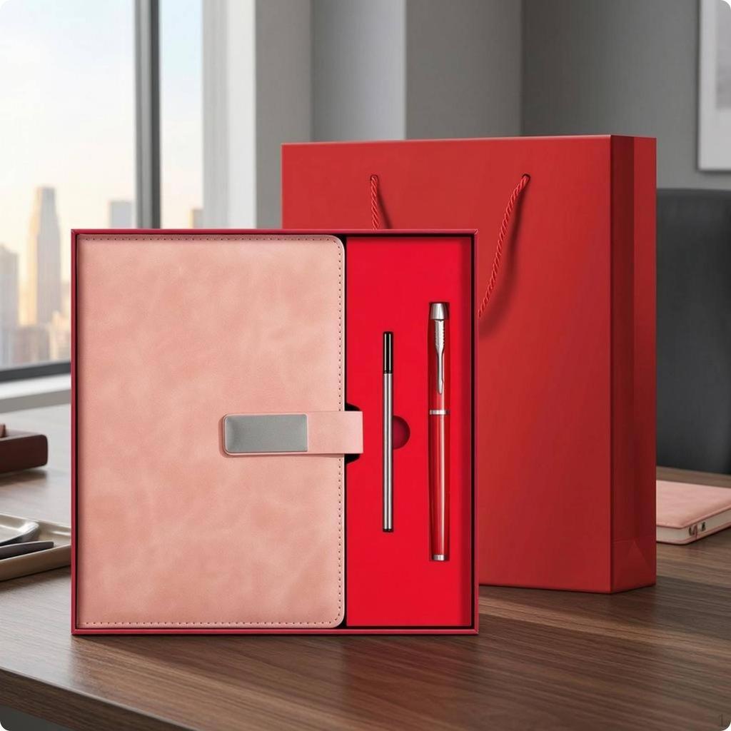 Journal and Pen Gift Set Refill Included Notebook Custom Branding LetterSized Lined Leather