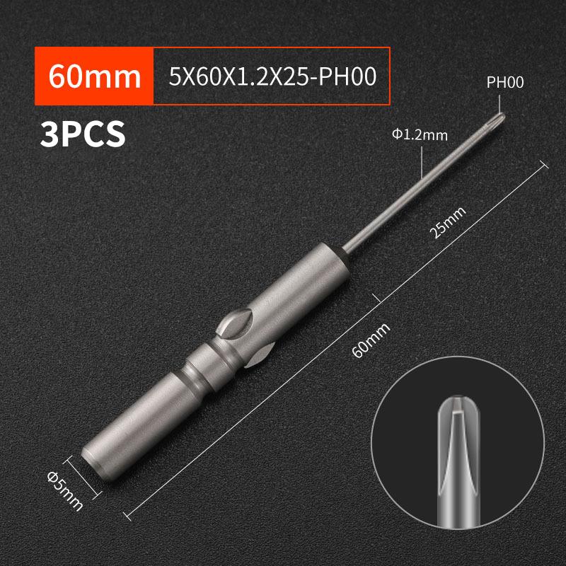 §Length 60mm Screwdriver Bit Multiple Sizes S2 Material Electric Screwdriver Bit No Slipping High Hardness Electric Bit