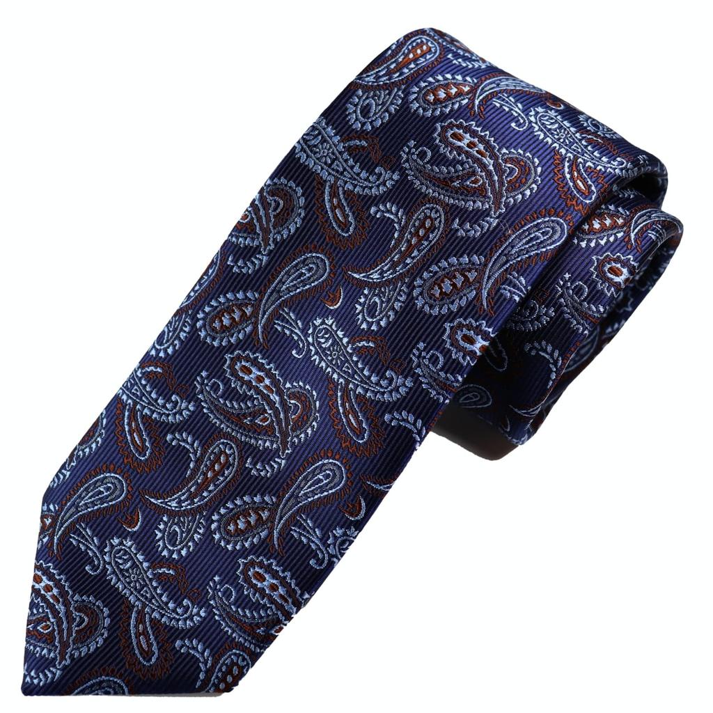 [Michiko London] Short Tie, Approx. 137cm in Length, Wrinkle-resistant bonded fabric, Made in Japan, KOSHINO brand, Paisley pattern, 100% Silk,