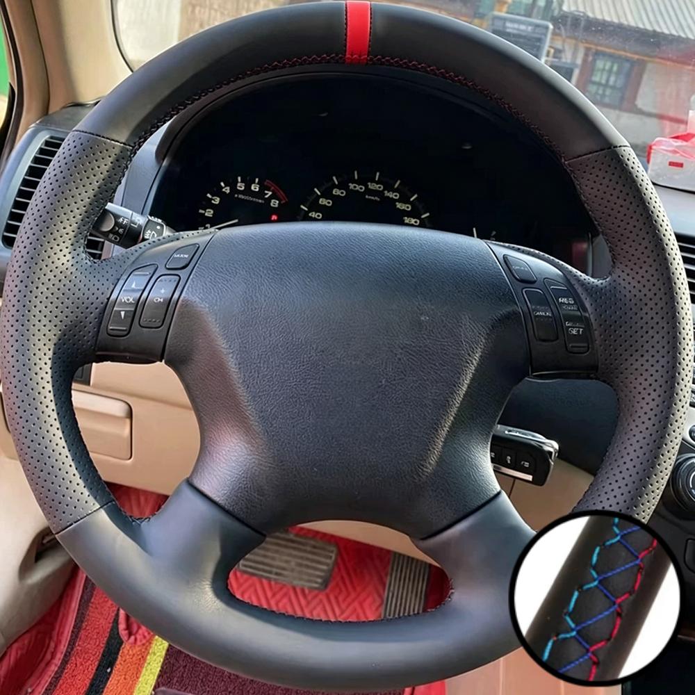 Car Accessories Hand-stitched Black Microfiber Leather 2003-2007 Odyssey 2005-2010 Steering Wheel Cover For Honda Accord 7