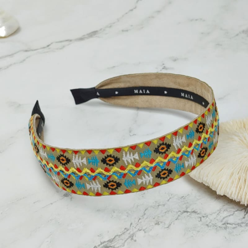 MAIA Geometric Pattern Headband - Beige