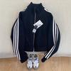 Womens Short Fleece Lined Baseball Jacket 2026 Winter Casual Sport Stand Collar Three Stripe Outerwear