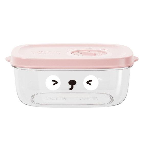 

Контейнер для хранения продуктов, прозрачный, без запаха, коробка для микроволновой печи, герметичная коробка продолговатой формы для хранения овощей, мультфильм розовый