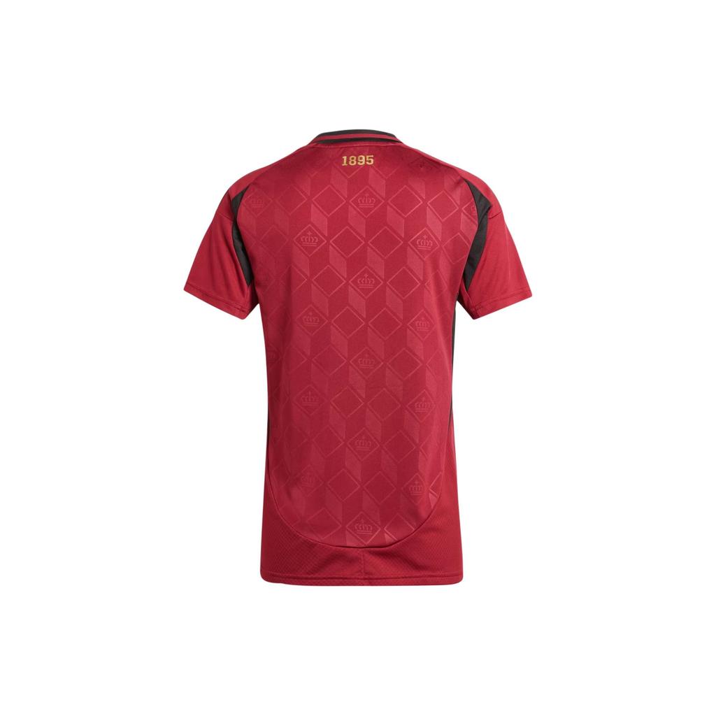 Adidas Belgium 24 Home Jersey Printed Color Block Striped Short Sleeve Football Shirt Women Jersey Red IQ0774