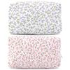 2PCS Cute Travel Toiletry Bag Large Capacity Cotton Makeup Brushes Storage Bag Quilted Makeup Bag with Zips for Women