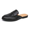 Fitting Room Bag Head Drag Leather Shoes 2025 Summer Breathable Half Drag Leather Shoes Men's Doudou Shoes Half Tray Lazy Shoes Cool Slippers