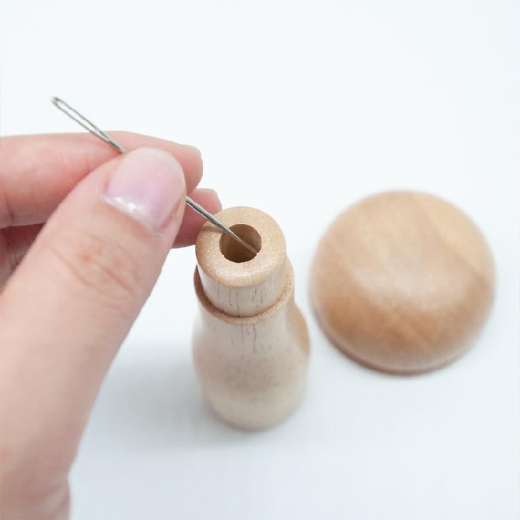 Mushroom Sewing Needles Container Multipurpose Wooden Box Darner Patching Tools