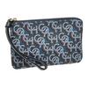 New COACH Corner Zip Canvas With Leather Wrist Bag Clutch Small Women's Marine Blue CF548-IMNAV