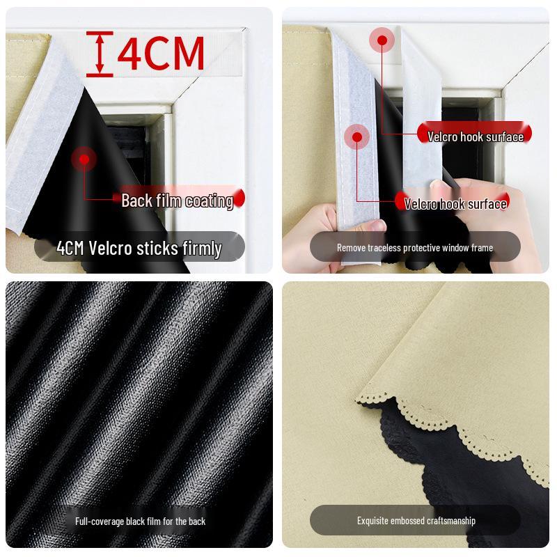 Velcro Blackout Curtain: No-Punch Sunshade for Small Windows & Rentals