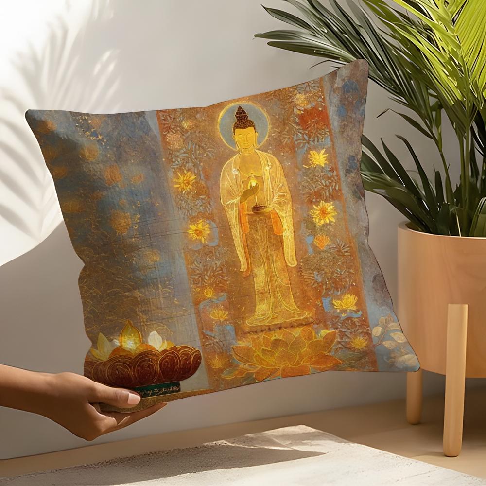 Buddhist Religious Art Pillow Case Linen Cushion Covers For Decorative Sofa Home Pillows Case Car Chair Pillows Cases