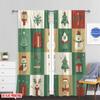Set Of 2 Plane Printing Curtains Digital Printed Christmas Tree Snowman Reindeer Gift Versatile Fabric Without Rod All Made Polyester