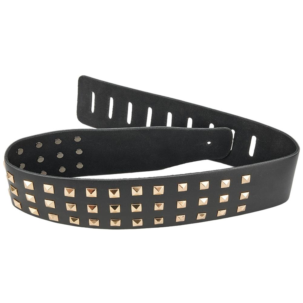 Black Leather Electric Guitar Handmade,PIKE STUDDED Strap Accessory Adjustable