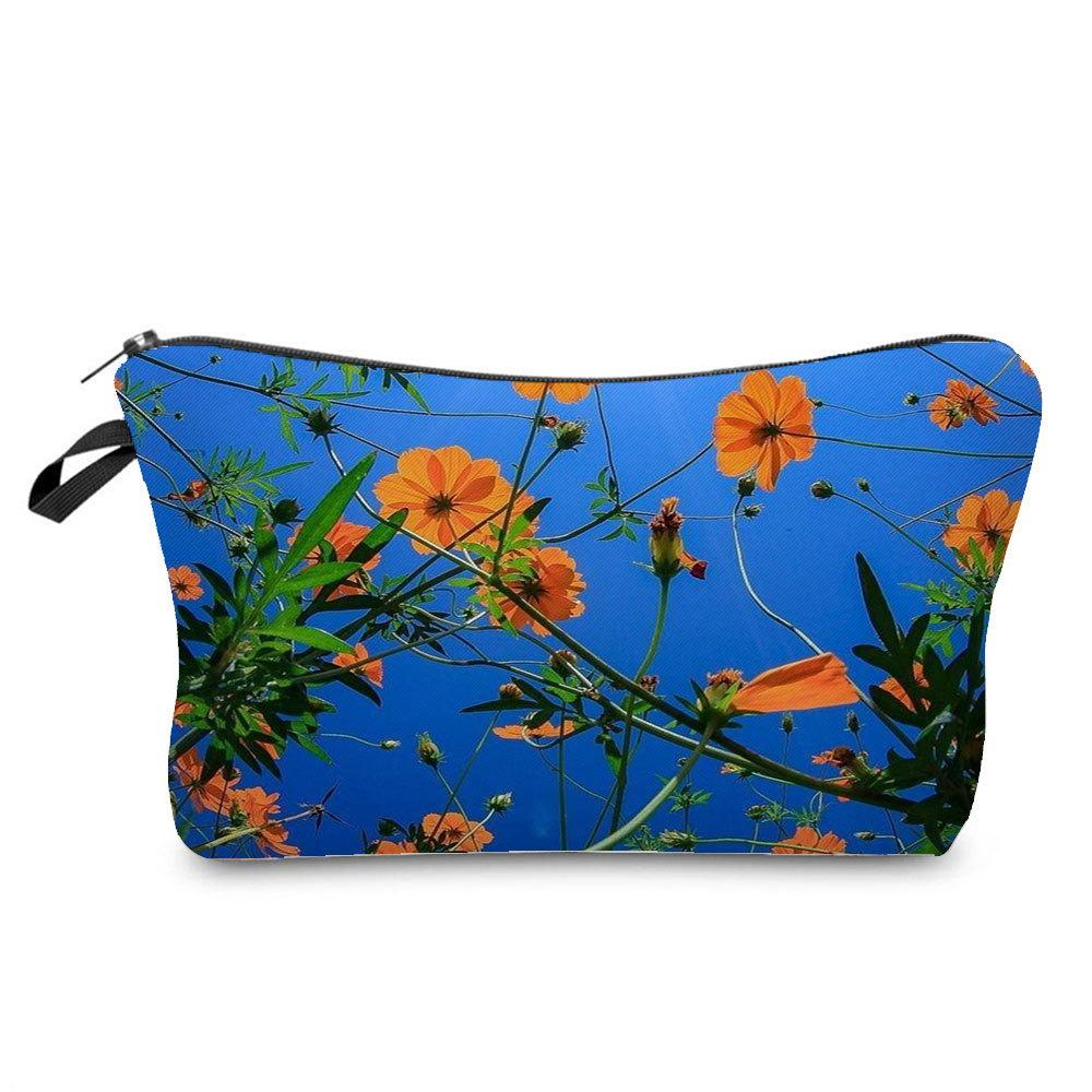 Damen Blumenmuster Kosmetiktasche Toilettenartikel Organizer Reiseaufbewahrungskoffer 6757