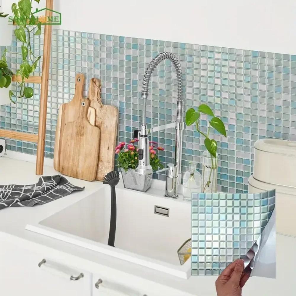 1pcs 3D Design Mosaic Tile Sticker DIY Waterproof Tile Sheet  Bathroom Background