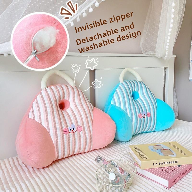 Dopamine Ice Silk Back Cushion With Embroidery Striped Pattern Design Home For