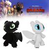 Dynamic Night Fury And Light Fury Plush Toys For Dragon Lovers Black And White Dragon Dolls