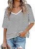 Summer 2025 Women's V-Neck Casual Loose Fit Short-Sleeve Fashion T-Shirt
