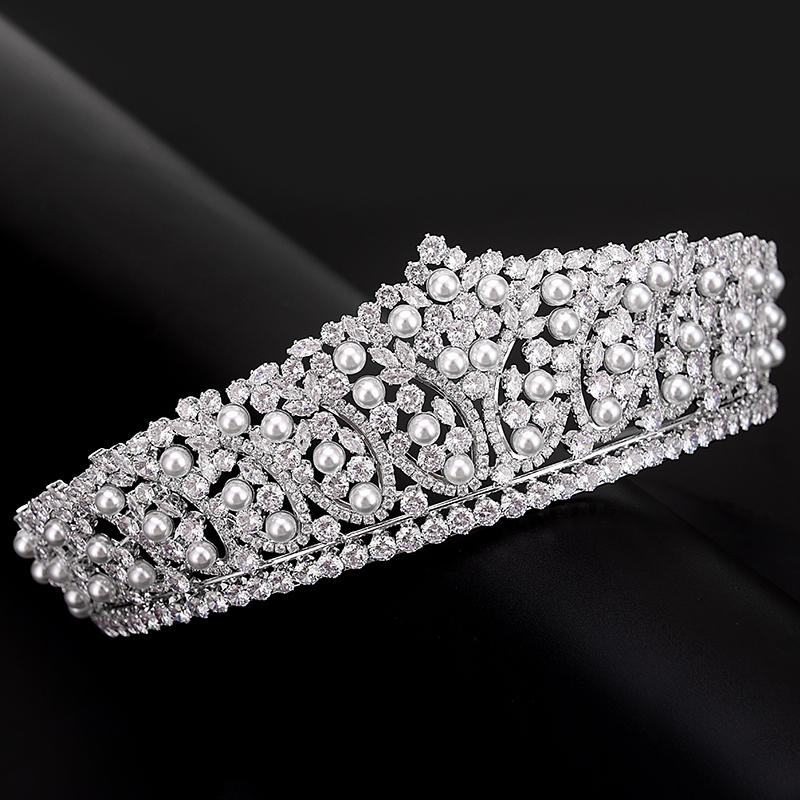 Wedding Crown Headband with Pearl Design Wedding Hair Accessories Luxury Jewelry for Women Zircon Tiaras BC4955 Corona Princesa