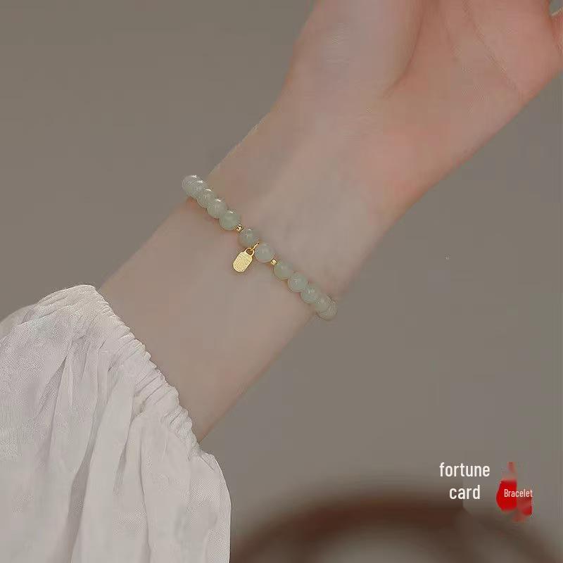 Elegant Light Luxury Hetian Jade Bracelet with Fu Character - Exquisite Gift for Women