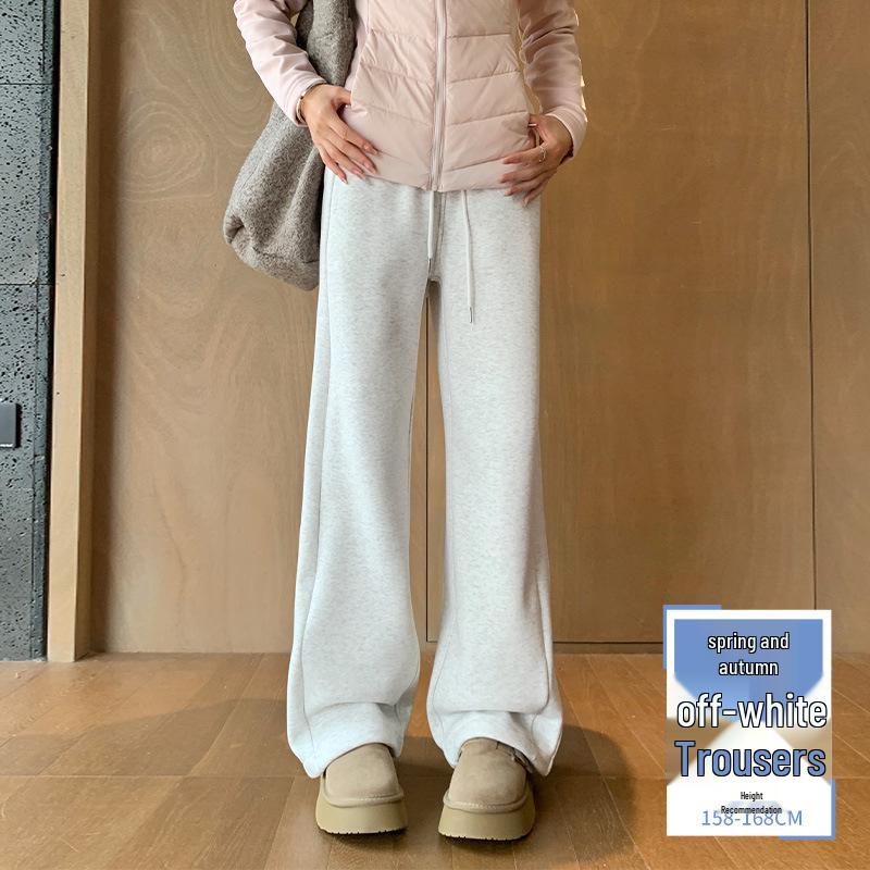 Pantaloni de trening largi cu fleece pentru femei - Toamnă/Iarnă 2024, Îngroșați, Largi, Subțiază, Picior drept, Îmbrăcăminte sport casual