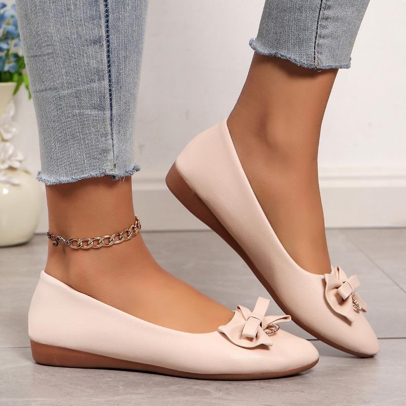 Fashion 2024 Brand Ladies Shoes Shallow Women's Flats Fashion Butterfly-knot Daily Flats Women Hot Sale Plus Size Solid Flat Low Heels