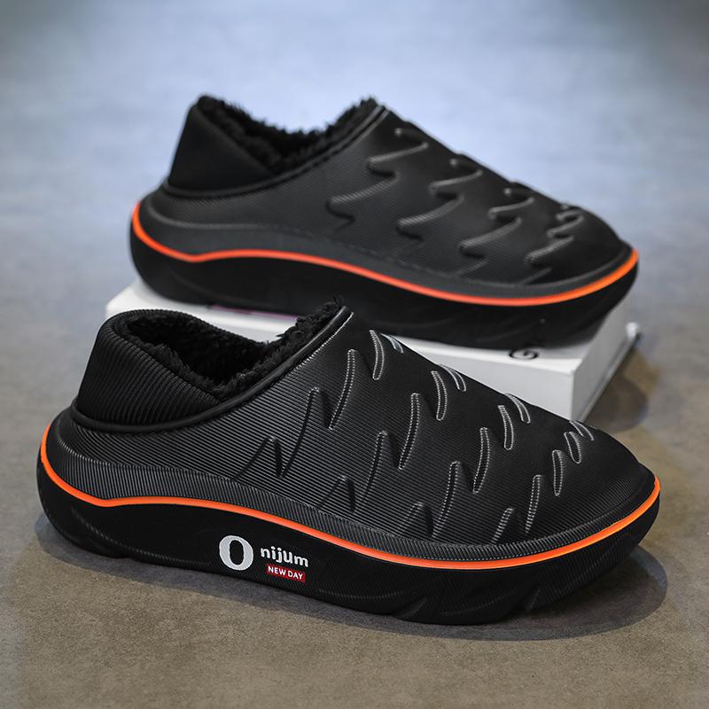 

Зимние мужские теплые тапочки Хлопковые тапочки На каблуке Уличные Домашние Теплая обувь Мужские Домашние Тапочки Плюшевые Теплые Тапочки 38-45 38-39 оранжевый/чёрный