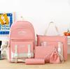 Simple Schoolbag Women's Lightweight Large-capacity Backpack, Primary School Junior High School Portable Make-up Backpack Five-piece Set