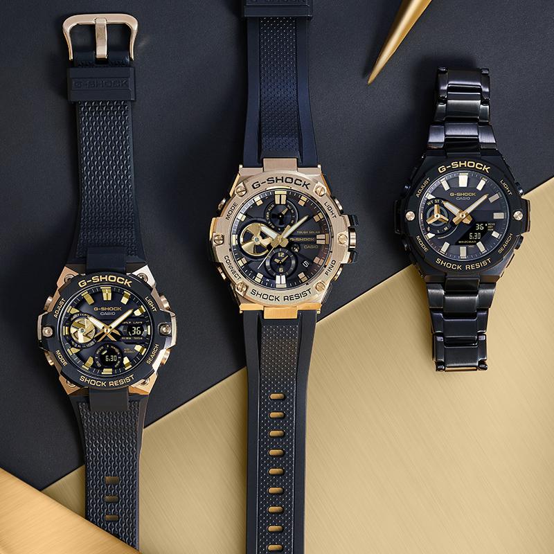 Casio G-STEEL Series-Disc Dual Display Golden Age Metal Solar Carbon Core Sports Watch Quartz Movement Resin Strap Japanese and GST-B500BD-1A9PFT