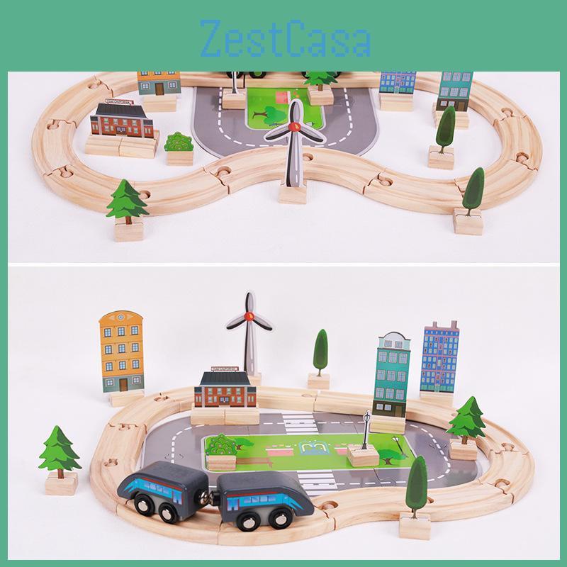 Dřevěná sada kolejí pro vláček Hračky Pro Děti Vzdělávací Hra Se 46 Dílky