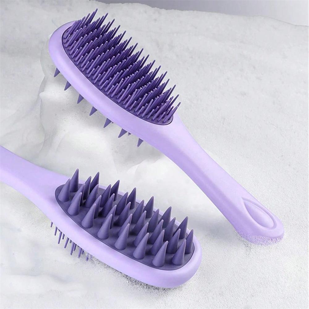 1pc Hair Washing Brush Long Handle Double-Sided Teeth Hair Washing And Combing Dry And Wet Dual-purpose Comb