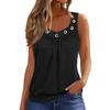 Sleeveless Women's Casual Top with Eyelet Detail V Neck Summer Vacation Tank Blouse Lightweight Relaxed Fit