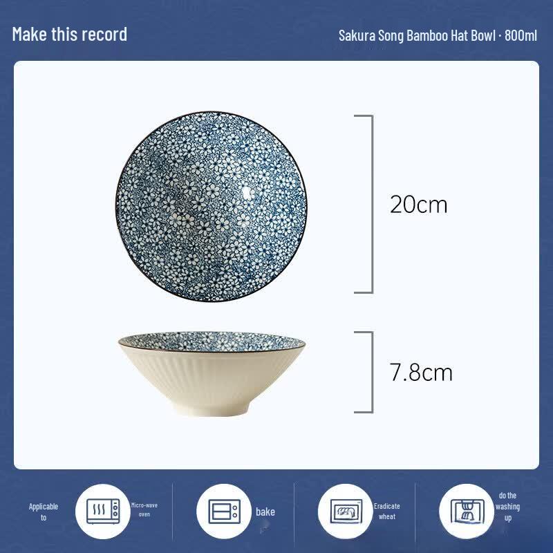 Japanese Ceramic 8-Inch Ramen Soup Bowl (Set of 2)