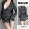 Sexy abstinence secretary lingerie professional striped shirt women's long black pure desire OL free suit