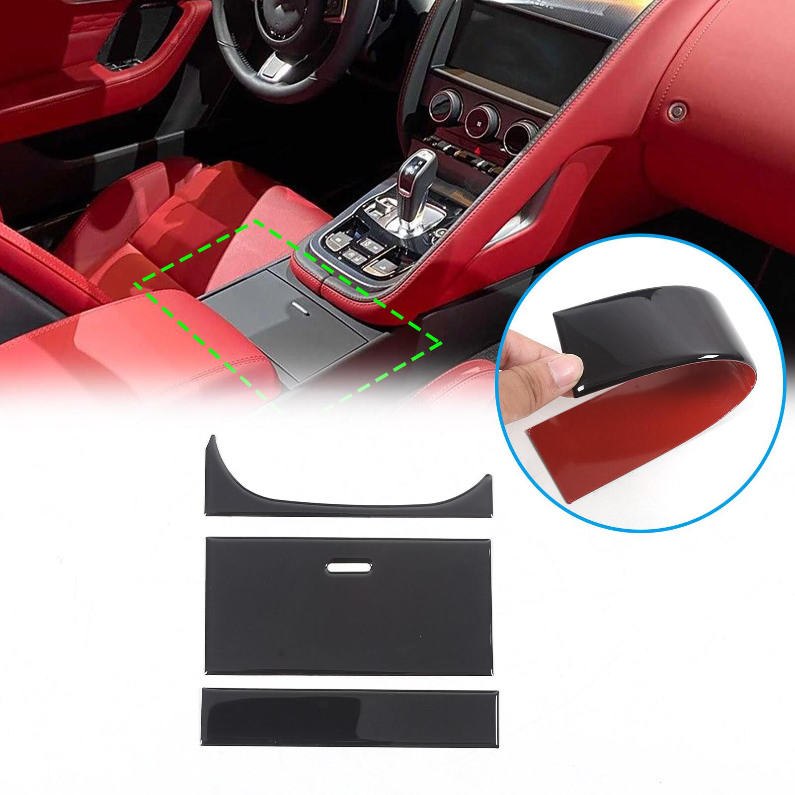 Glossy Piano Black Center Storage Box panel Sticker For Jaguar F-TYPE X152 13-24