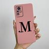 Case for Infinix Zero X Neo ZERO X Pro Phone Case Cute Initial Letters Square Liquid Silicone Shockproof Back Bumper Shell Cover