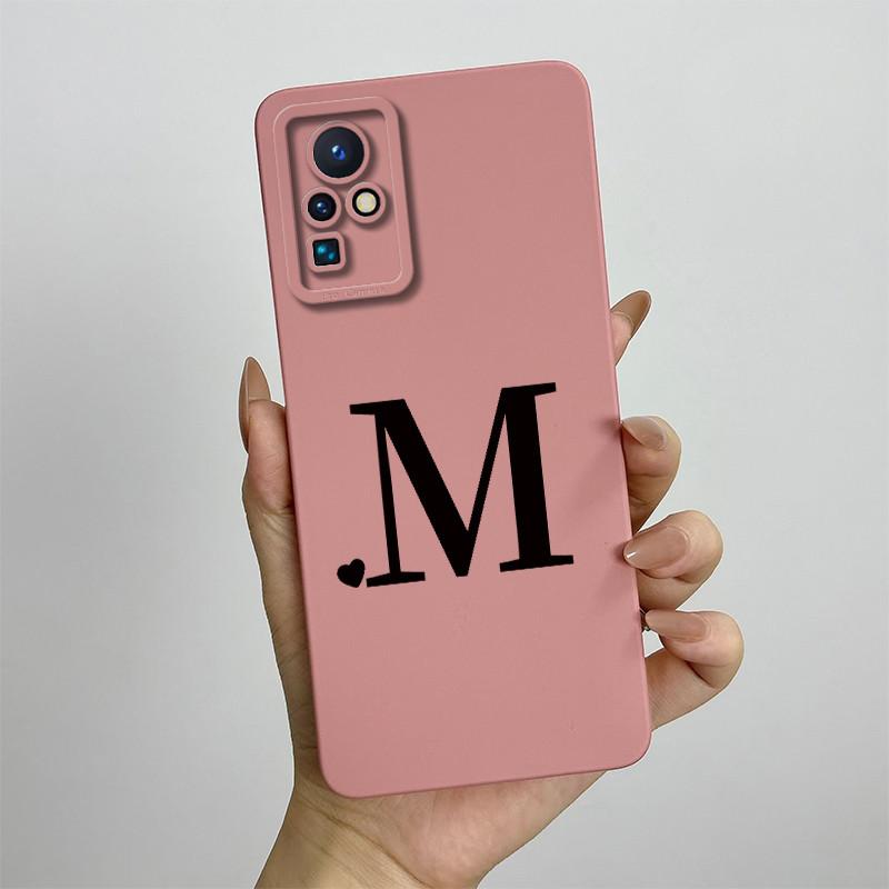 Case for Infinix Zero X Neo ZERO X Pro Phone Case Cute Initial Letters Square Liquid Silicone Shockproof Back Bumper Shell Cover