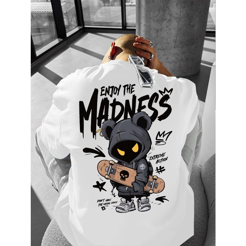 Hot Selling Fashionable Men's Cartoon Letter Printed Comfortable and Breathable Round Neck T-shirt Outdoor Street Style Top