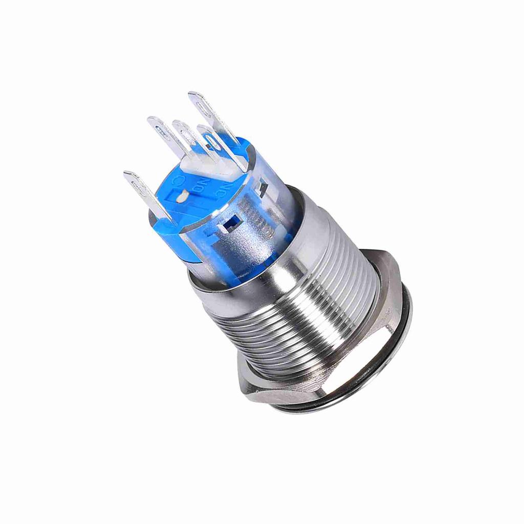 19mm 12V24V Waterproof Stainless Selflocking  ing Push Button Power   Red LED