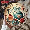 Vintage Metal Wall Art Antique Tea Sign Engraved Teapot Home Bar Decor