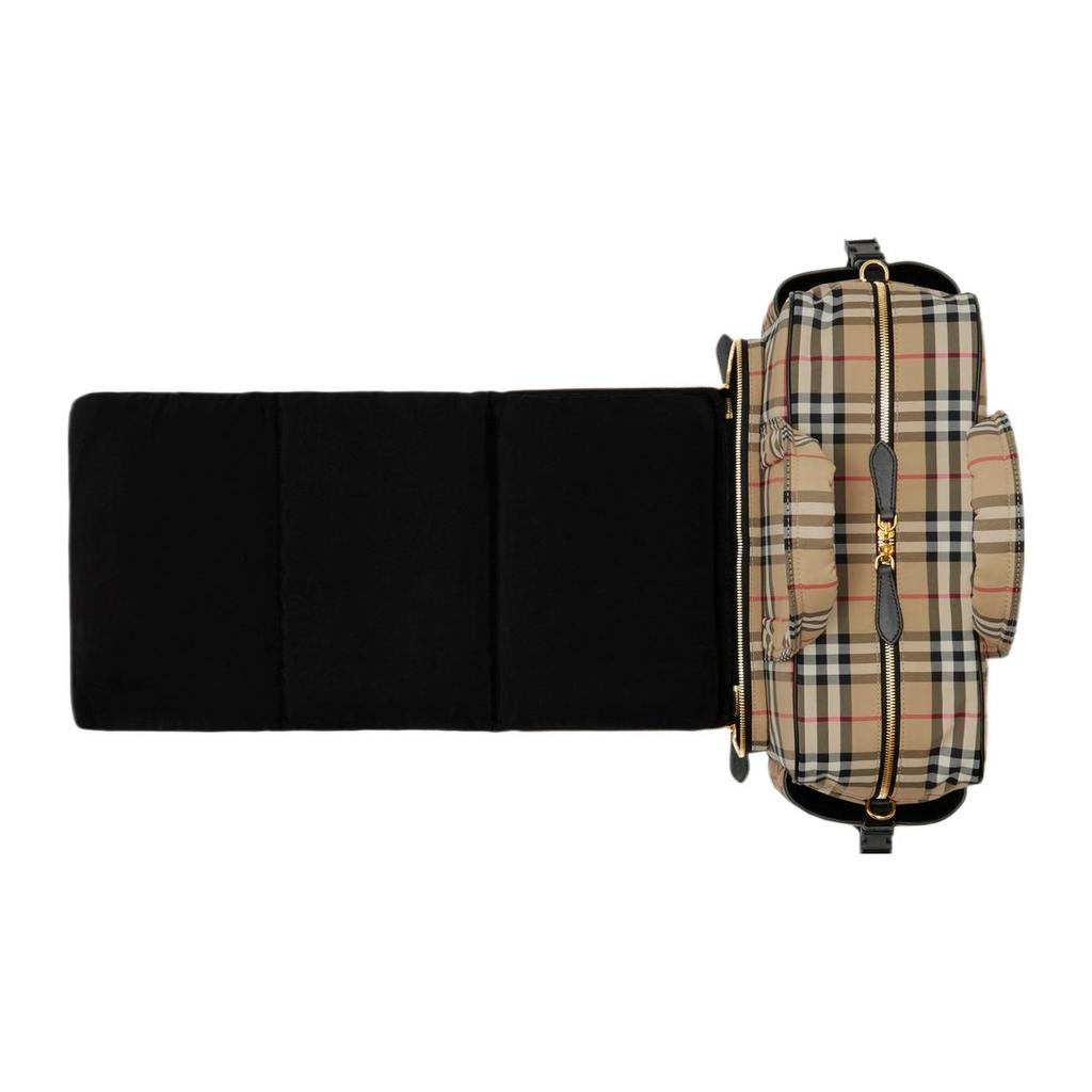 Burberry Bolsa Tote Acolchoada de Lona com Estampa Xadrez Vintage para Troca de Bebê com Ferragens Douradas Para Uso Diário