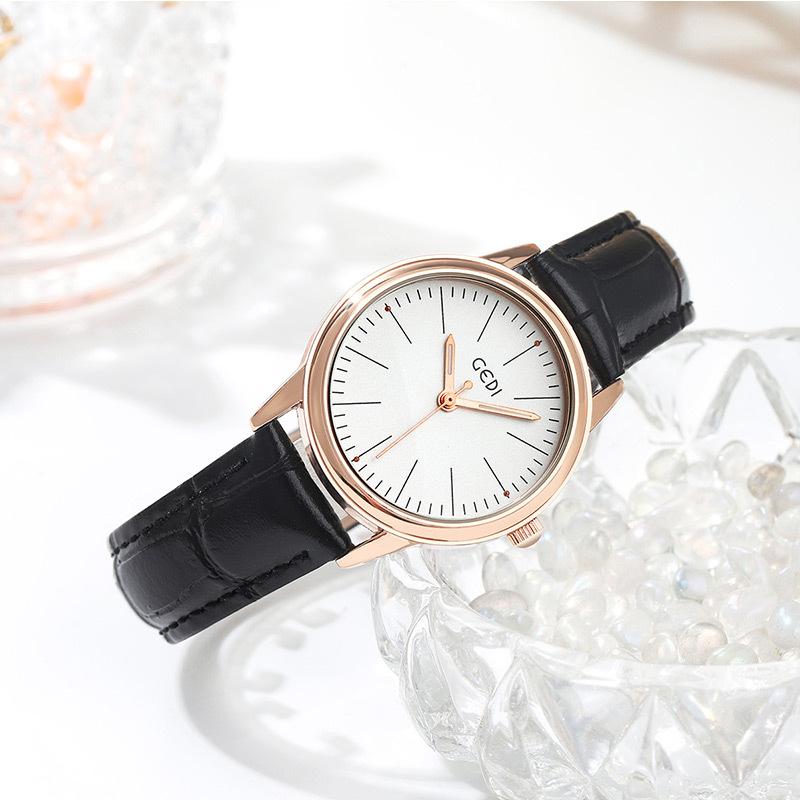 Simple Classic Disc Bamboo Pattern Belt Quartz Watch Women'S Retro Waterproof Watch