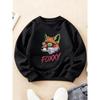 Kids Crewneck Long Sleeve Sweatshirt, Cool Trendy Glasses Fox FOXXY Pet Print