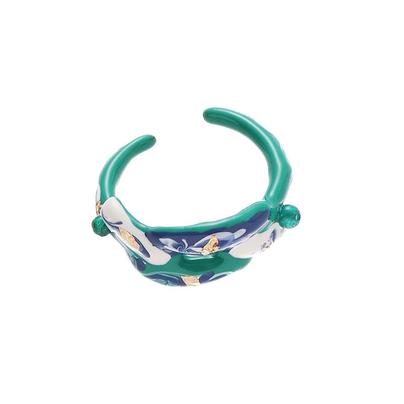 

Ni Ni Fashion Дофаминовый стиль Цинковый сплав Эмаль Открытое кольцо для женщин Size 6