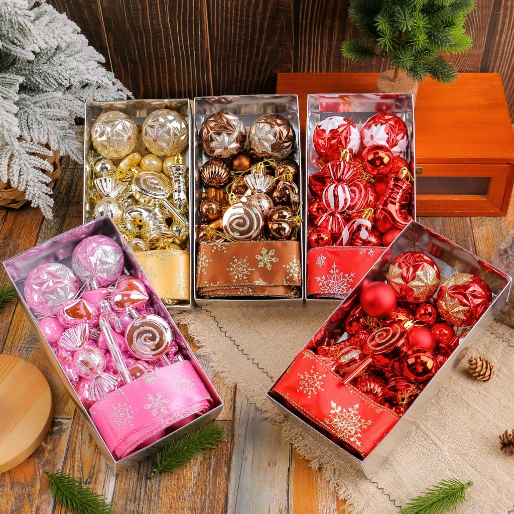 Christmas Balls Ornaments Delightful Classic Gift Set Shatterproof Plastic Decor for Xmas Tree Holiday Wedding Party Decorations