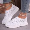 Large size mesh fly-woven casual shoes for women's spring and summer new diamond-encrusted breathable shoes for women