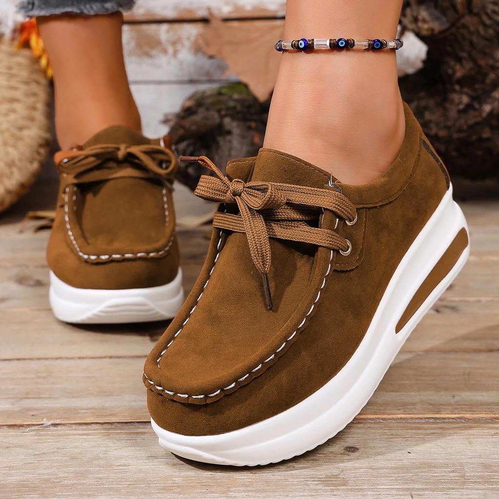 Fashion Trend 2025 New Women Sneakers Spring Autumn Fashion Ladies Shoes Lace-up Round Toe Casual Loafers Platform Non Slip Shoes Women