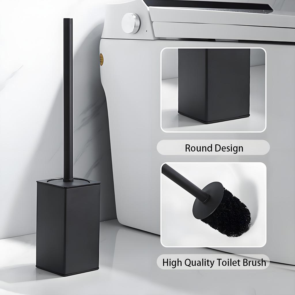 Toilet Brush and Holder Set Freestanding Stainless Steel Toilet Bowl Brush Square Deep Cleaning for Bathroom Storage Organizatio