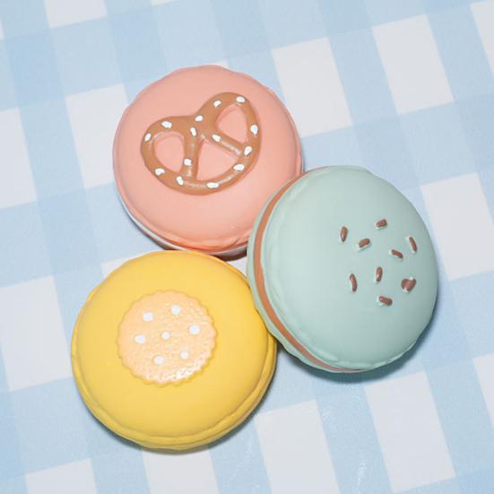 Latex Macaron Dog Chew Toy with Squeaker Puppy Teething Cleaning Interactive Toy for Small Medium Large Breed