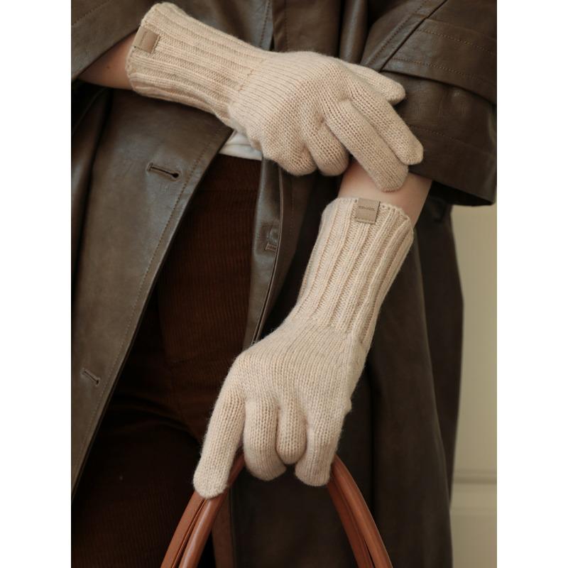 Wool 100ool pure wool scarf gloves two-piece set knitted autumn and winter warm solid color scarf couple